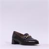 Wonders Alondra Block Heel Link Loafer - Dark Brown Leather